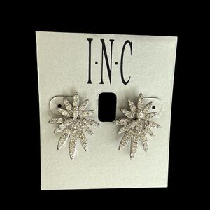 INC International Concepts Silver Starburst Earrings RCRY Star Stud Party